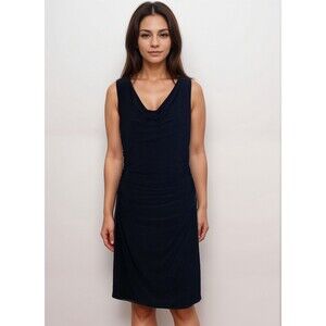 Lauren Ralph Lauren Mini‎ Dress Sz 8 Black Ruched Sleeveless LBD Date Night